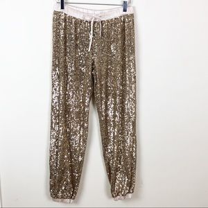 Gold Sequins Drawstring Pant | Small